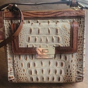 Brahmin Cream and Brown Crossbody Bag